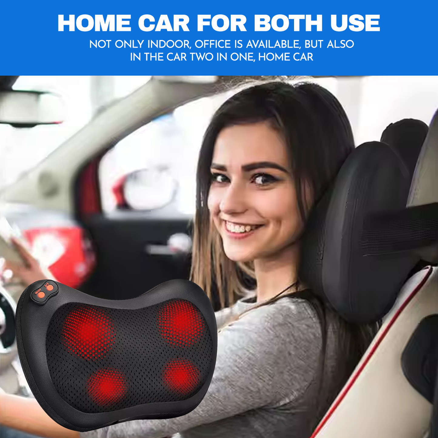 Heated Massage Pillow - Shiatsu Massage Pillow with Heat Back Neck Massager