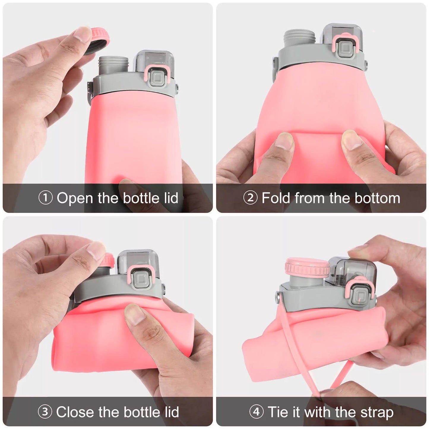 Silicone Water Bottle - 600ml Foldable Drink Bottle Collapsible Water Bottle Outdoor Sport Travel Run