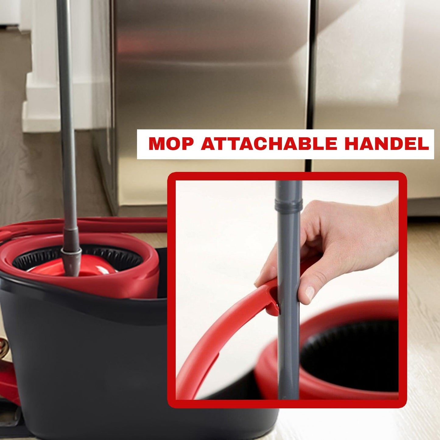Spinning Mop With Bucket - Turbo Microfibre Mop and Bucket Set with Extra 2-in-1 Head Replacement