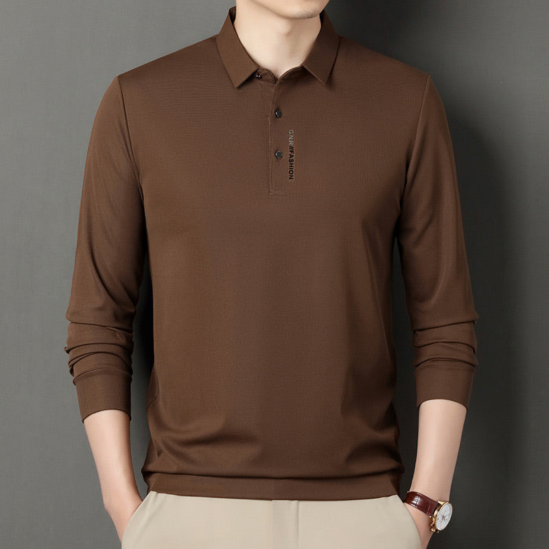 🍁HOT SALE🍁 Men's Solid Long Sleeve T-Shirt with Lapel