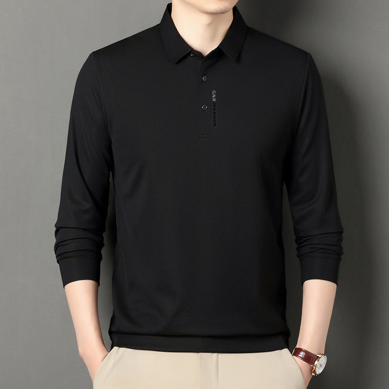 🍁HOT SALE🍁 Men's Solid Long Sleeve T-Shirt with Lapel