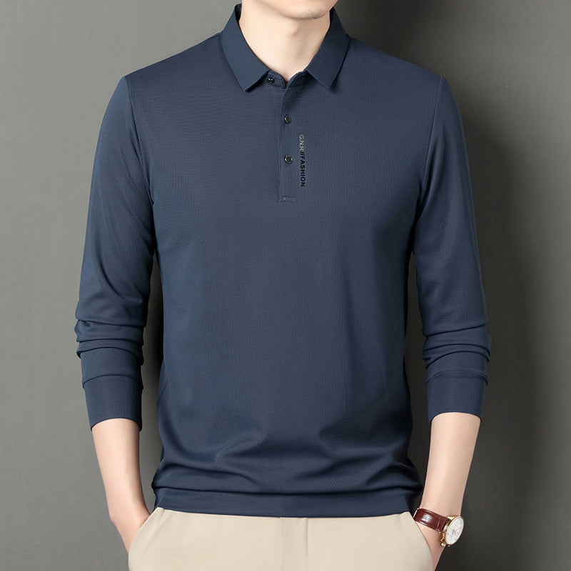 🍁HOT SALE🍁 Men's Solid Long Sleeve T-Shirt with Lapel