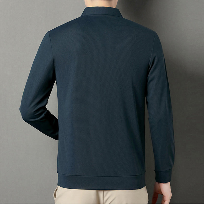 🍁HOT SALE🍁 Men's Solid Long Sleeve T-Shirt with Lapel