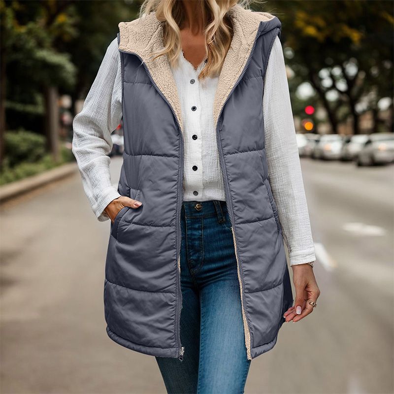 🔥Great Gift! Women's Fall Reversible Vest Sleeveless Faux Fleece Jacket