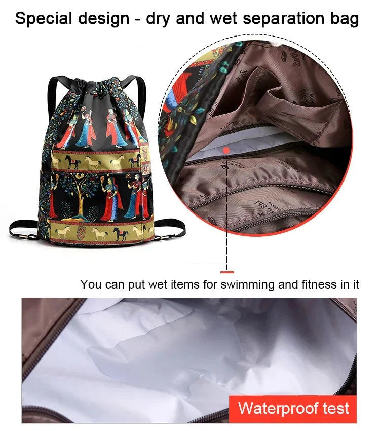 🔥Promotion - 50% discount💥Drawstring Foldable Large Capacity Dry-wet Separation Travel Sports Backpack