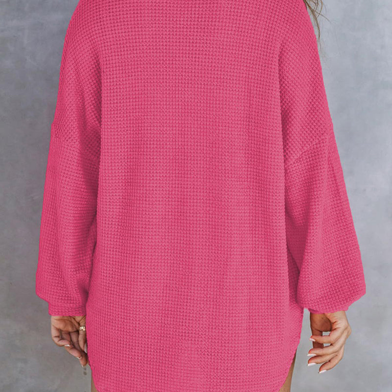 🌸Women’s Loose Solid Color Waffle Knit Shirt