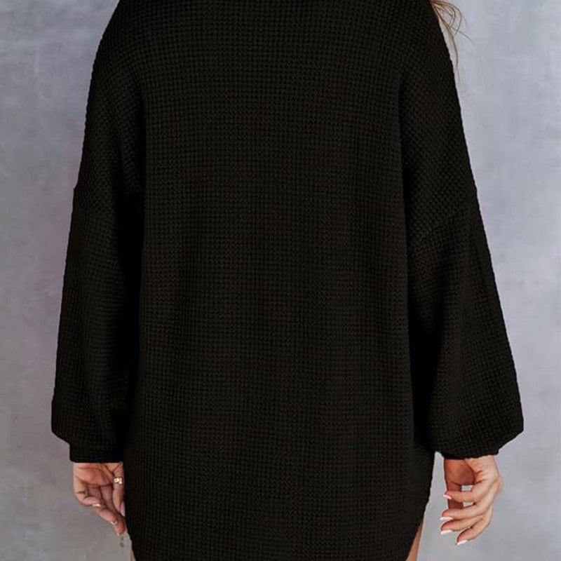 🌸Women’s Loose Solid Color Waffle Knit Shirt