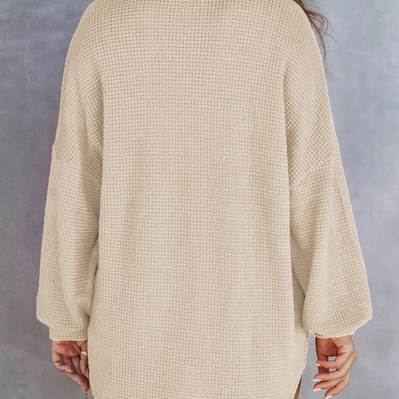 🌸Women’s Loose Solid Color Waffle Knit Shirt