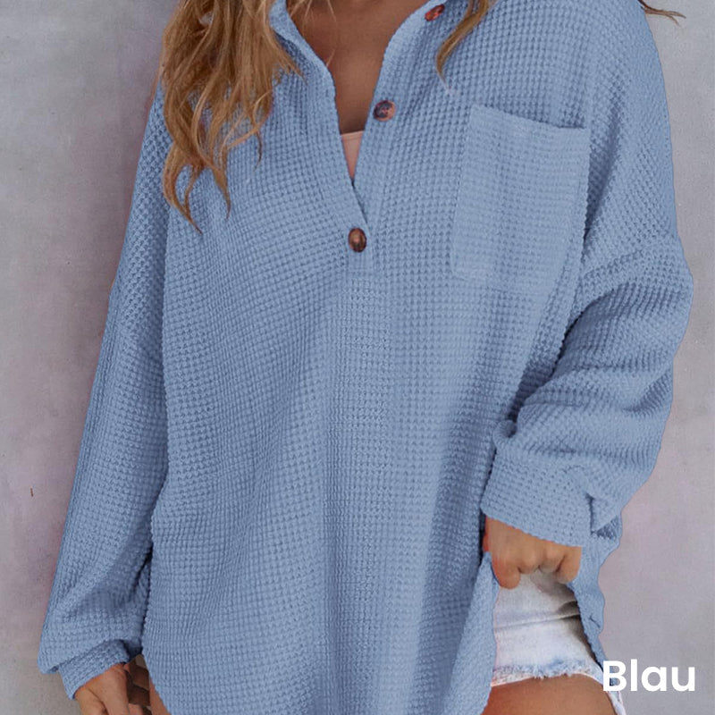 🌸Women’s Loose Solid Color Waffle Knit Shirt