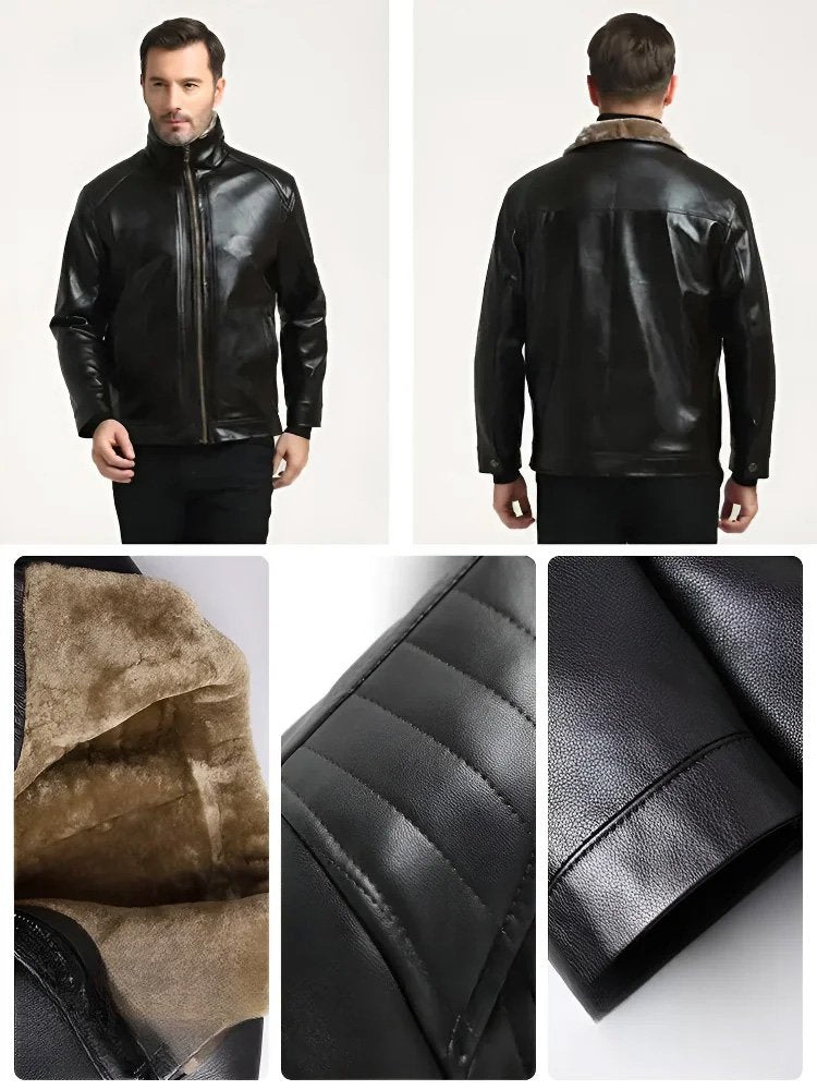 🔥Men‘s Quilted Faux Leather Jacket【Fashion and warmth】