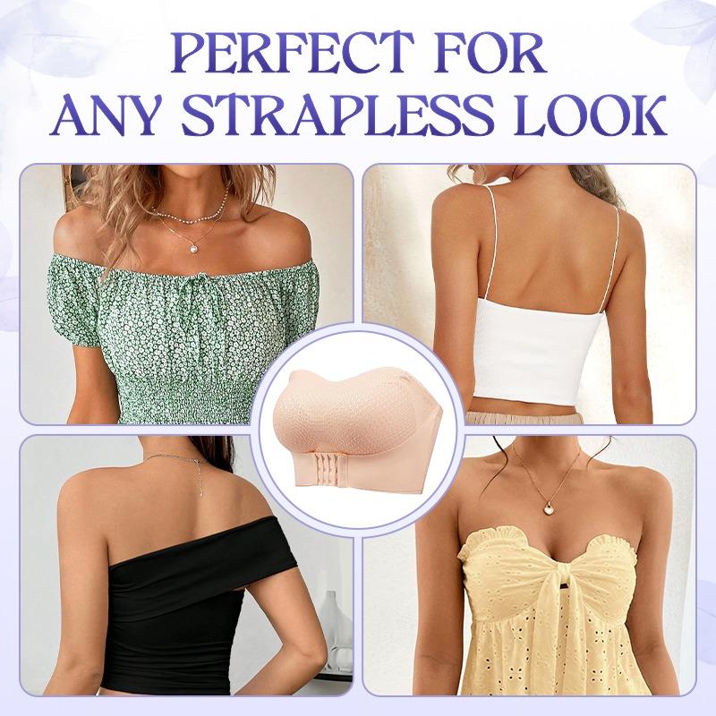🌸Breathable Non-Slip Strapless Front Buckle Push-Up Bra