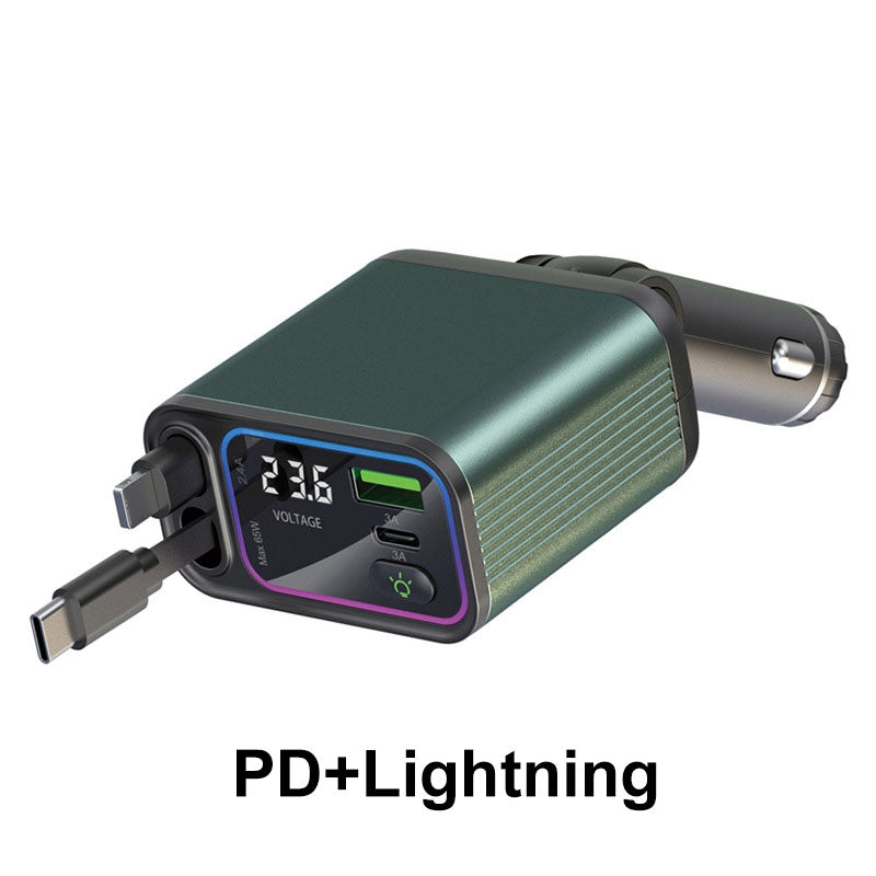 🔥Hot Sale 50% OFF🔥Retractable Car Fast Charger with PD & Lightning Cable