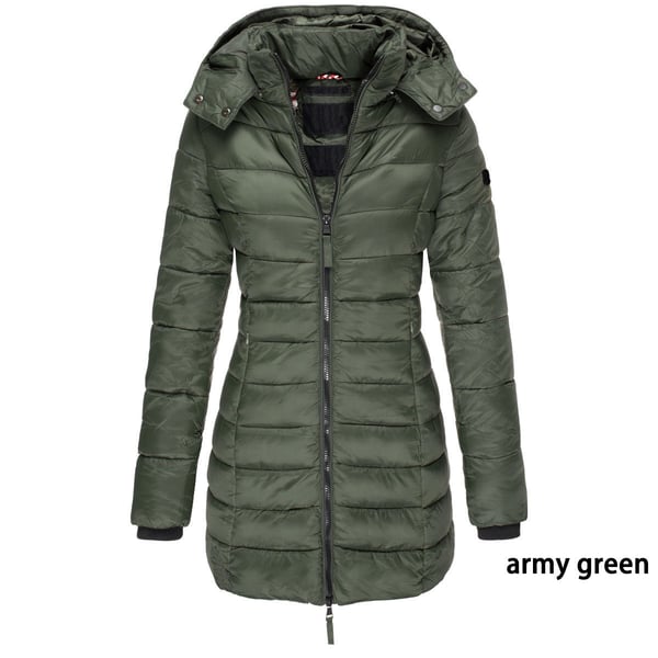 Winter women's mid-length padded jacket warm hooded jacket