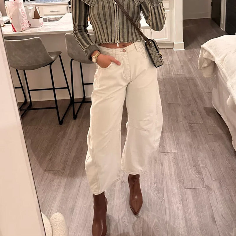 Women's Loose Wide-Leg Mid-Rise Pants