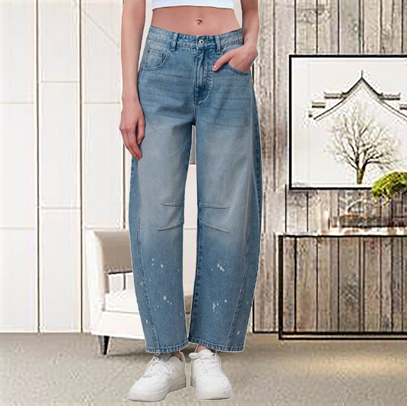 Women's Loose Wide-Leg Mid-Rise Pants
