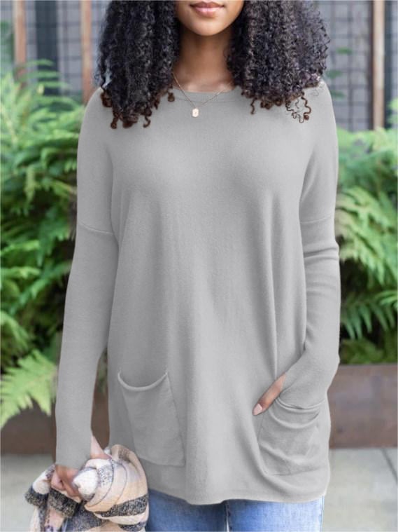 💥HOT SALE 💥Long Sleeve Thumbhole Sweater Pocket Tunic