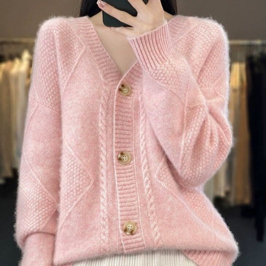 🍂 HOT SALE 50% OFF🍂 Women's Loose Slouchy Faux Cashmere Button Front Cardigan Sweaters