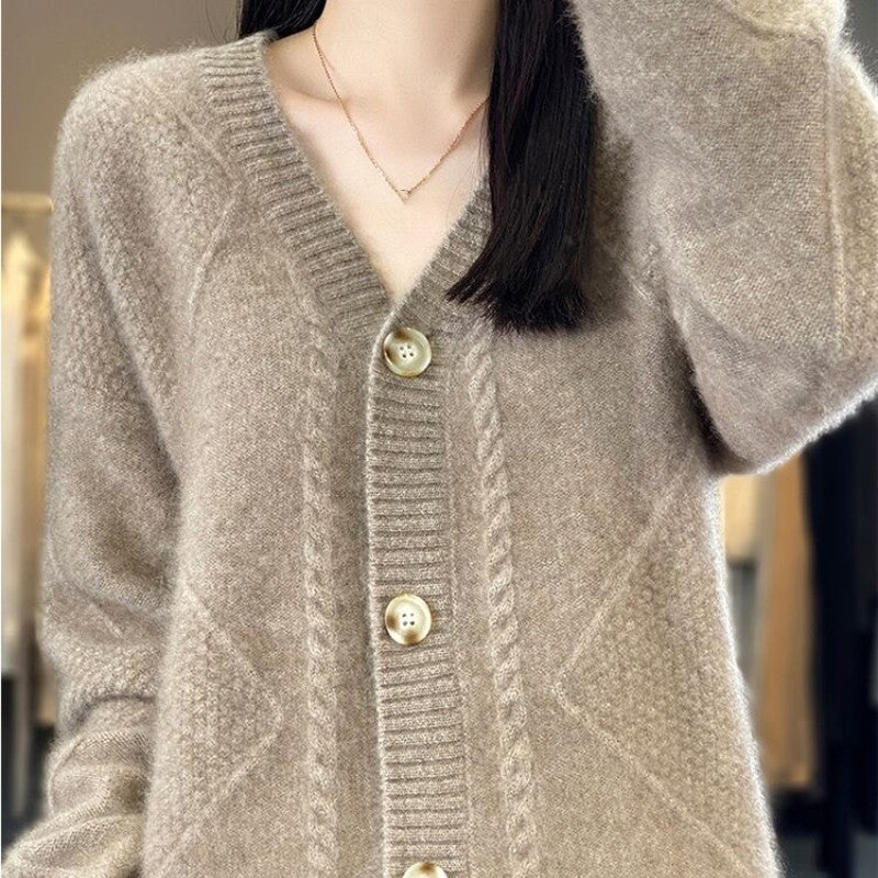 🍂 HOT SALE 50% OFF🍂 Women's Loose Slouchy Faux Cashmere Button Front Cardigan Sweaters