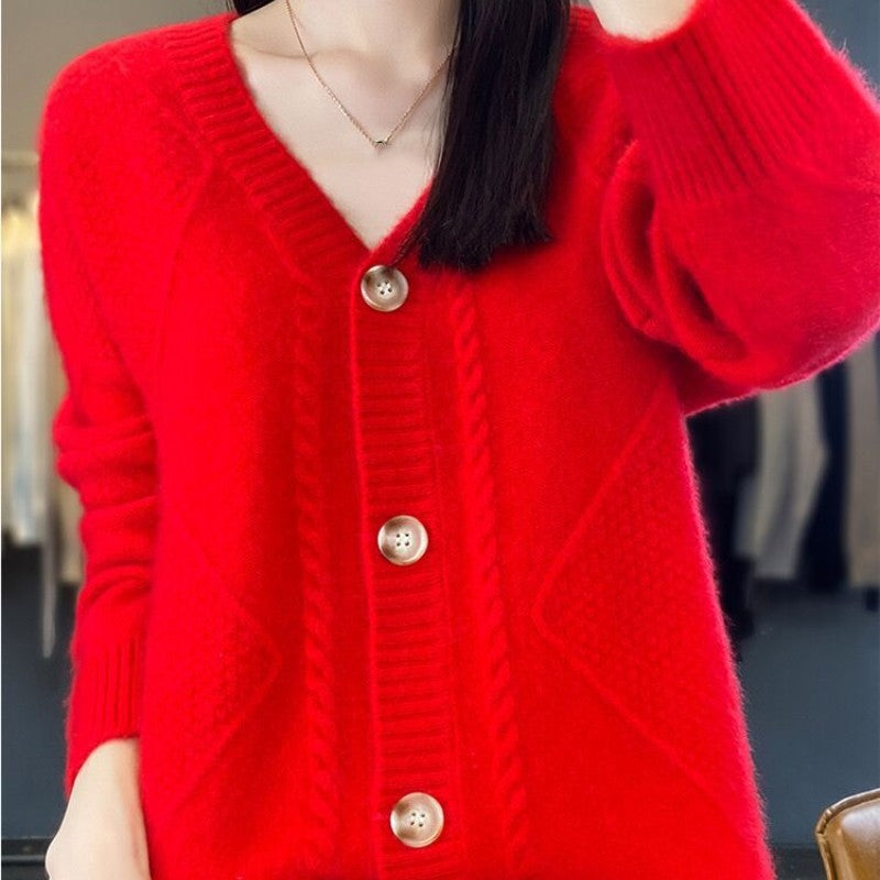 🍂 HOT SALE 50% OFF🍂 Women's Loose Slouchy Faux Cashmere Button Front Cardigan Sweaters