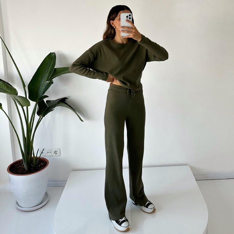 Women's Casual Solid Color 2-Piece Set