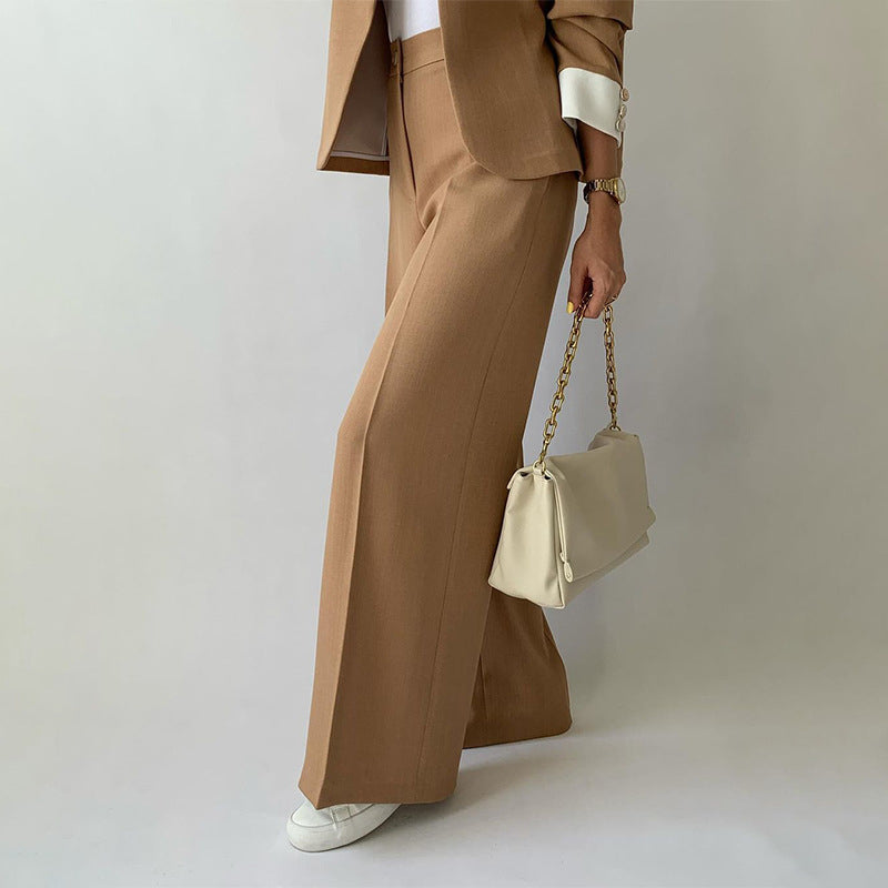 🍂Fall Specials🍂Women's Elegant Patchwork Stand Collar Blazer and Trousers