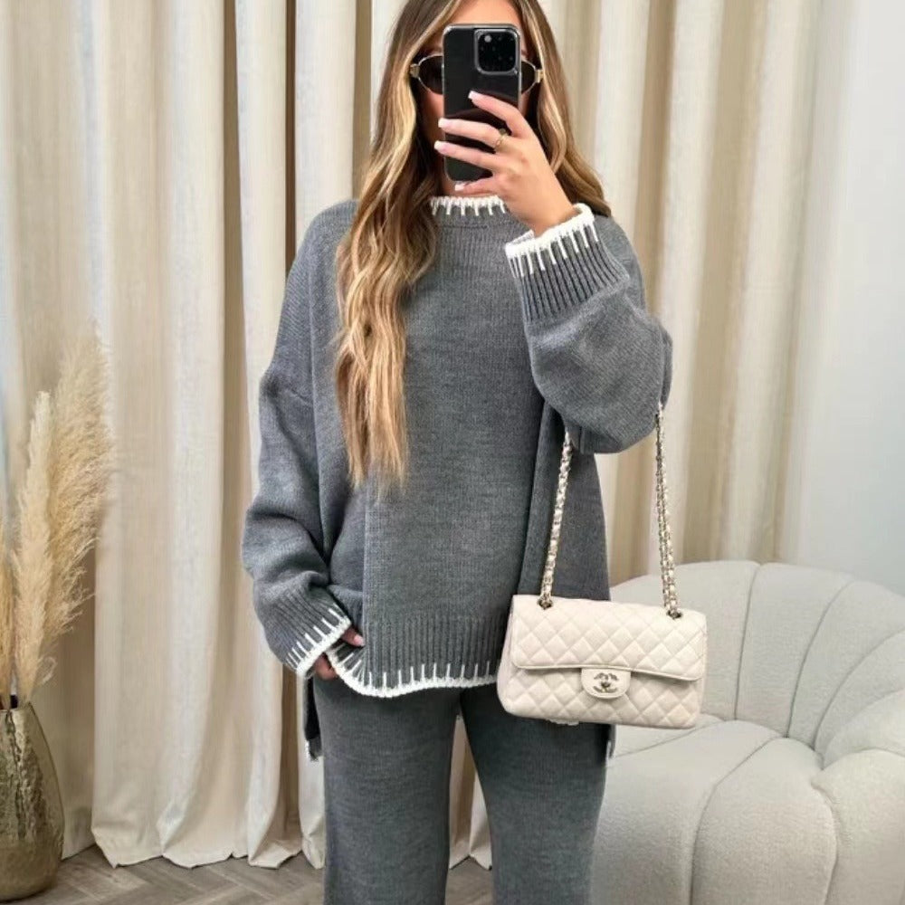 🔥50 % OFF🔥Solid Color Casual Knitted Two-piece Set