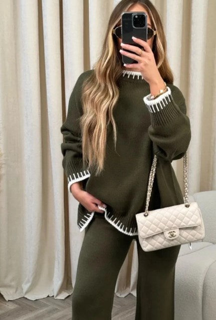 🔥50 % OFF🔥Solid Color Casual Knitted Two-piece Set
