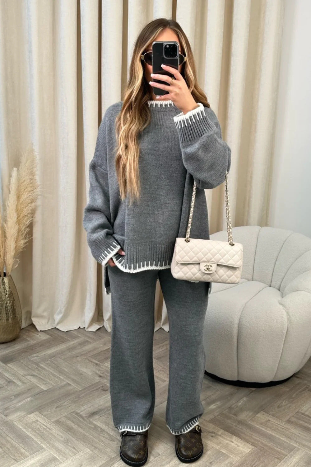 🔥50 % OFF🔥Solid Color Casual Knitted Two-piece Set