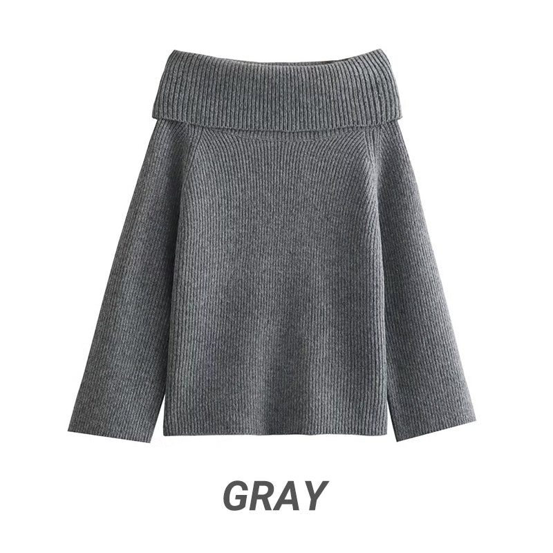🍁2024 New Arrivals🍁Women's Off-Shoulder Relaxed Long Sleeve Sweater