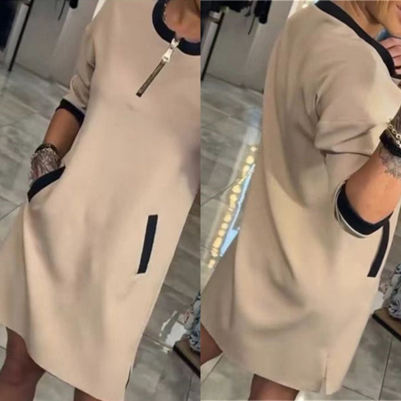 🔥50% Off!👗 Mom's V-Neck Zipper Dress