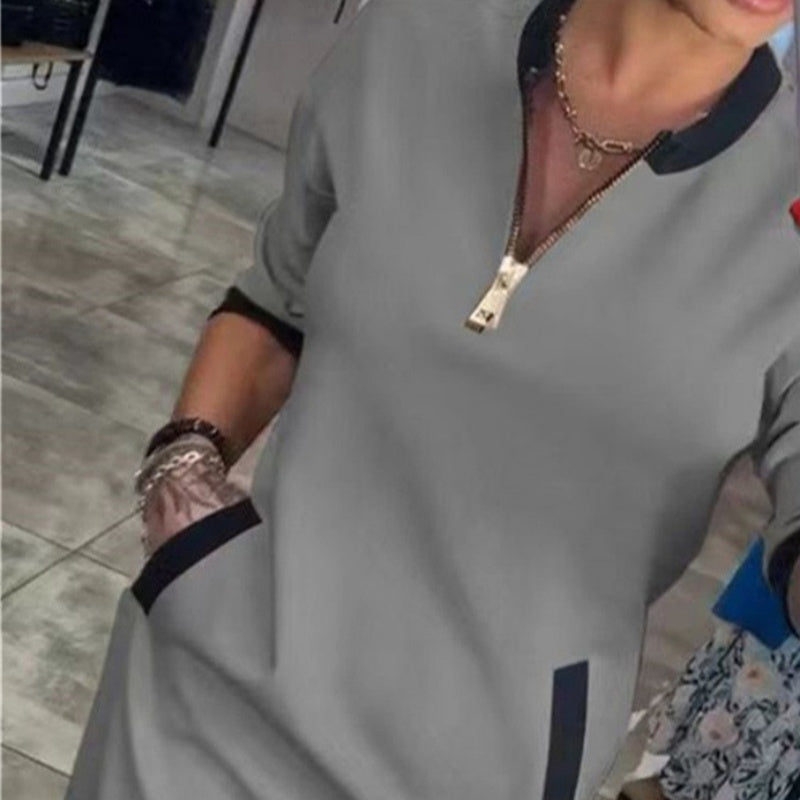 🔥50% Off!👗 Mom's V-Neck Zipper Dress