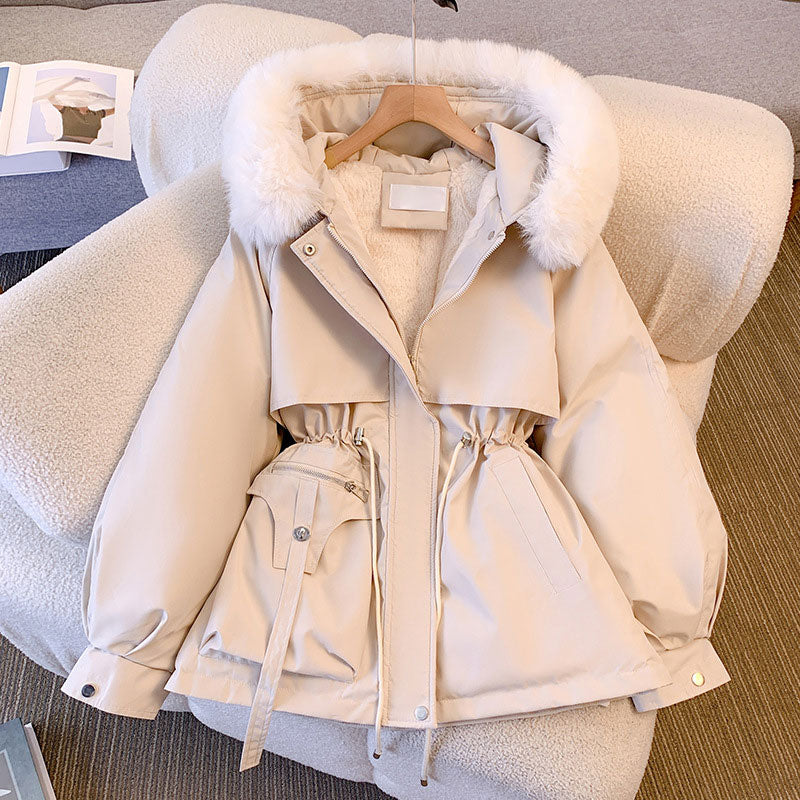 🍁HOT SALE🍁 Women's Waisted Mid-Length Parka with Pockets