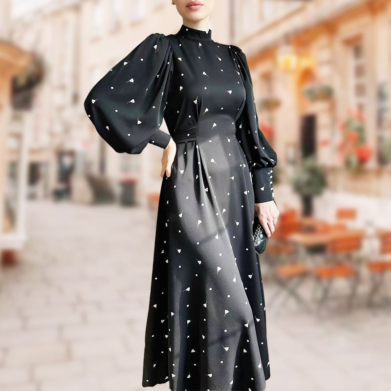 🍁2024 Autumn New Arrivals🍁 Stand Collar Tie-Waist Maxi Dress
