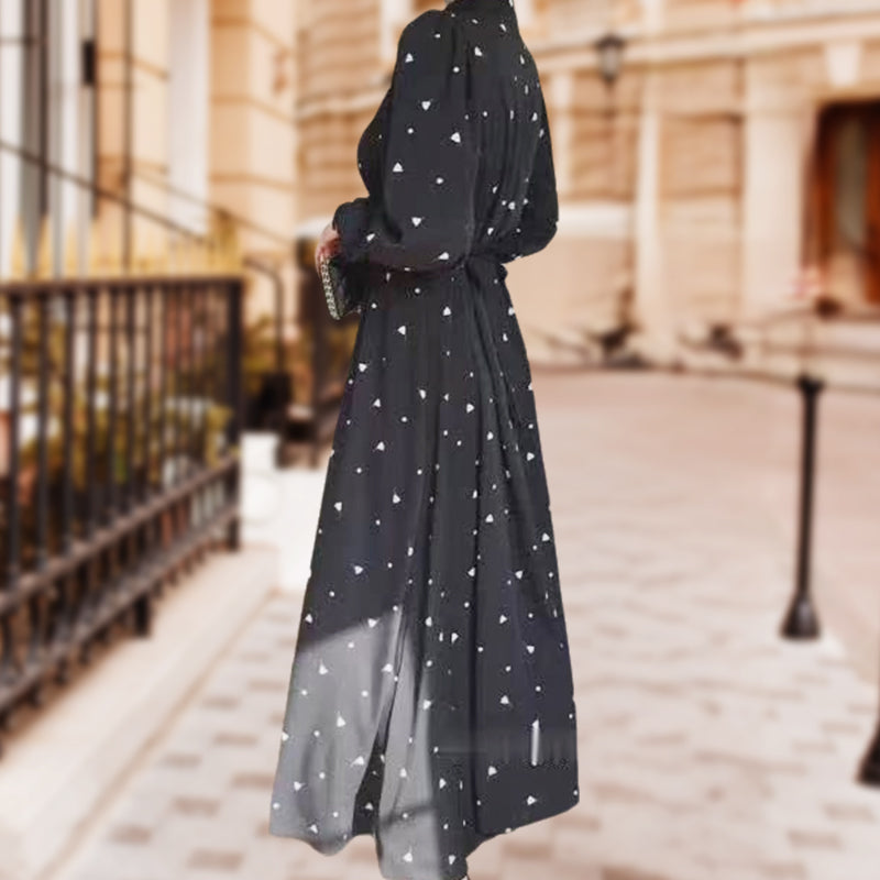 🍁2024 Autumn New Arrivals🍁 Stand Collar Tie-Waist Maxi Dress