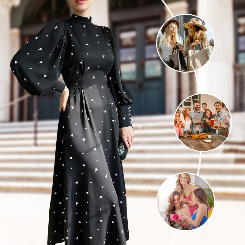 🍁2024 Autumn New Arrivals🍁 Stand Collar Tie-Waist Maxi Dress