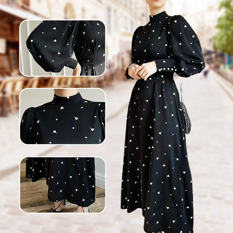 🍁2024 Autumn New Arrivals🍁 Stand Collar Tie-Waist Maxi Dress
