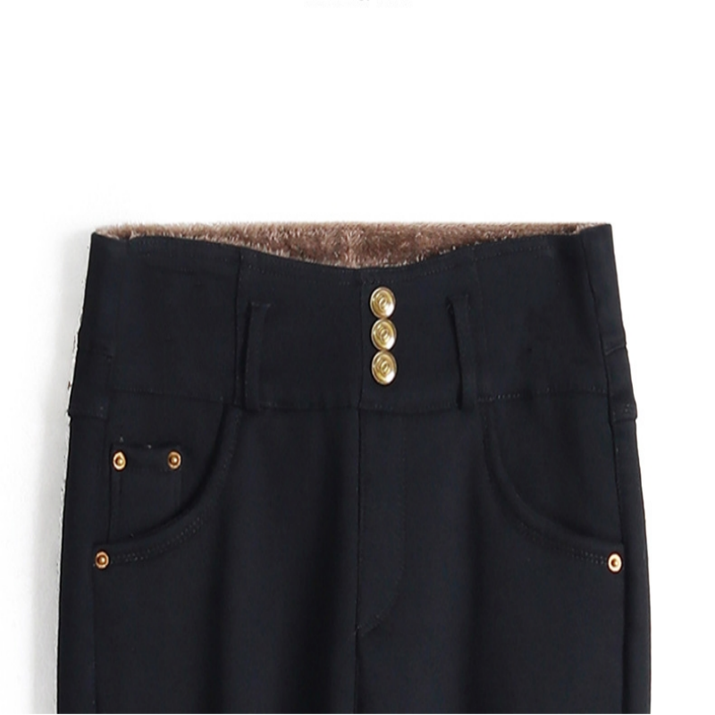 ❄️Winter New Arrival⚡Women's Thickened Warm High Waist Stretch Black Tight Trousers
