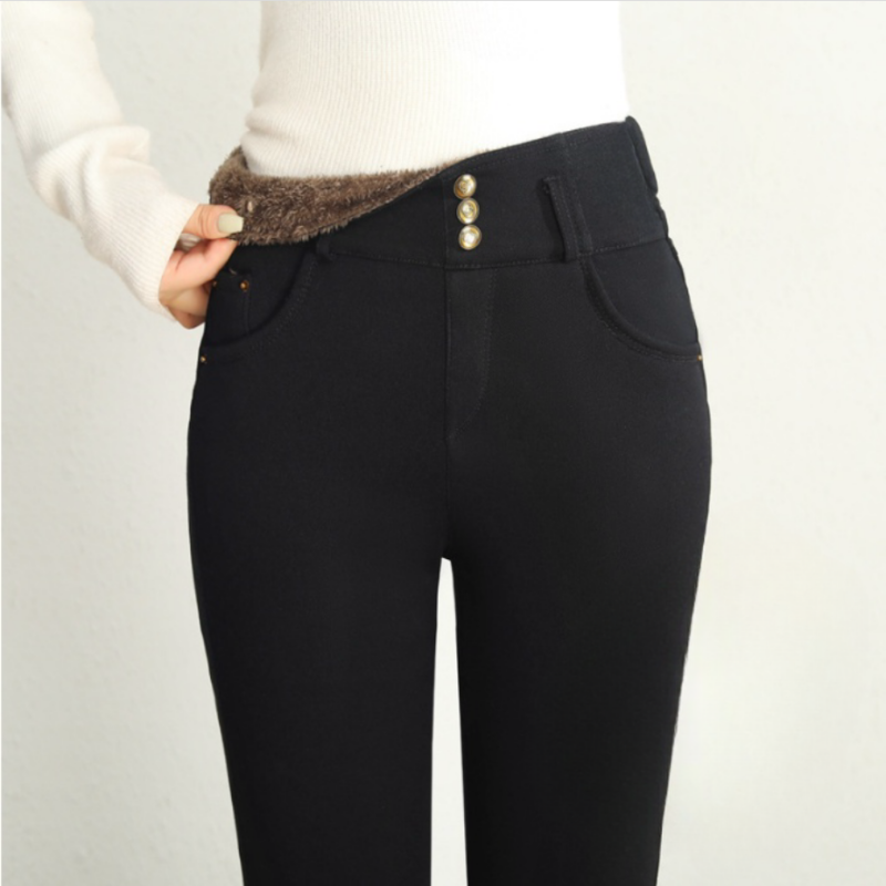 ❄️Winter New Arrival⚡Women's Thickened Warm High Waist Stretch Black Tight Trousers