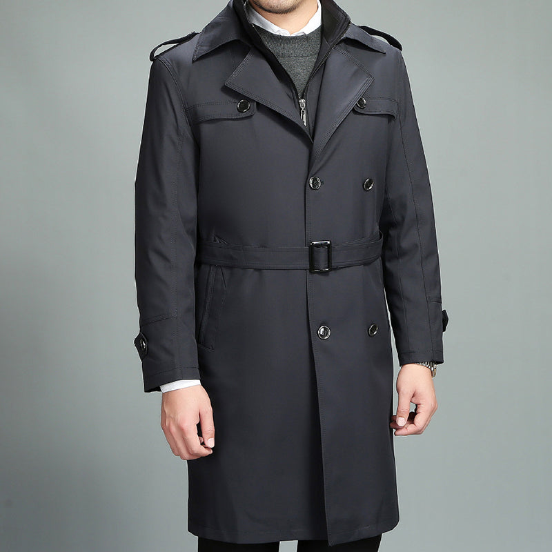 ❄️Winter Specials❄️ Men's Casual Zippered Lapel Trench Coat with Detachable Liner