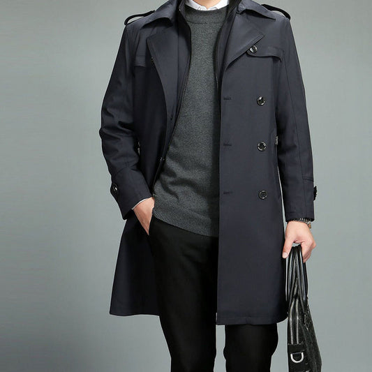 ❄️Winter Specials❄️ Men's Casual Zippered Lapel Trench Coat with Detachable Liner