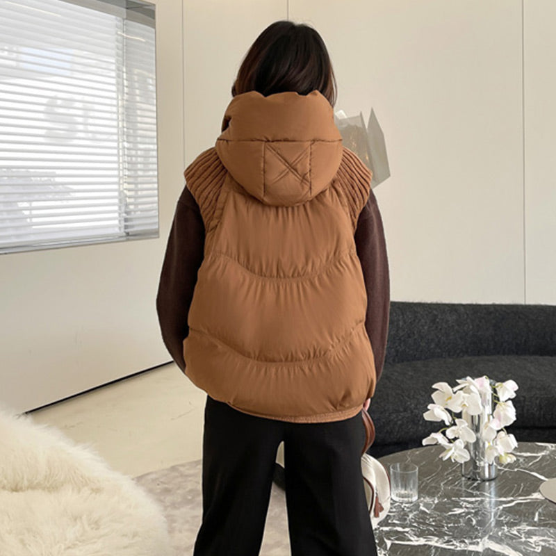 ❄️HOT SALE❄️ Women's Sleeveless Knitted Patchwork Down Vest Coat
