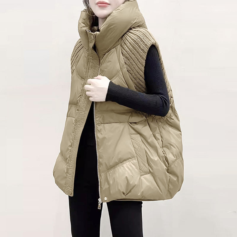 ❄️HOT SALE❄️ Women's Sleeveless Knitted Patchwork Down Vest Coat
