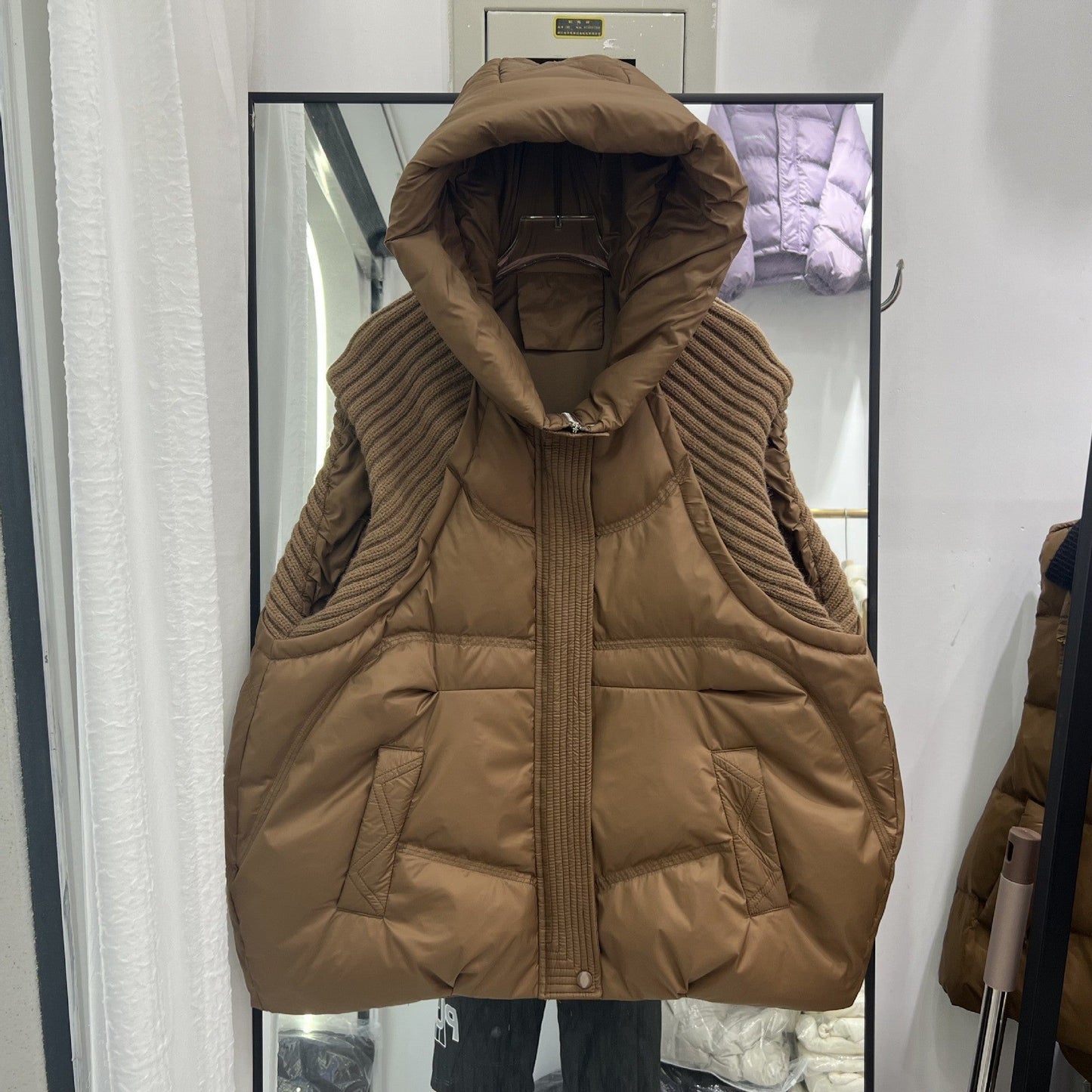 ❄️HOT SALE❄️ Women's Sleeveless Knitted Patchwork Down Vest Coat