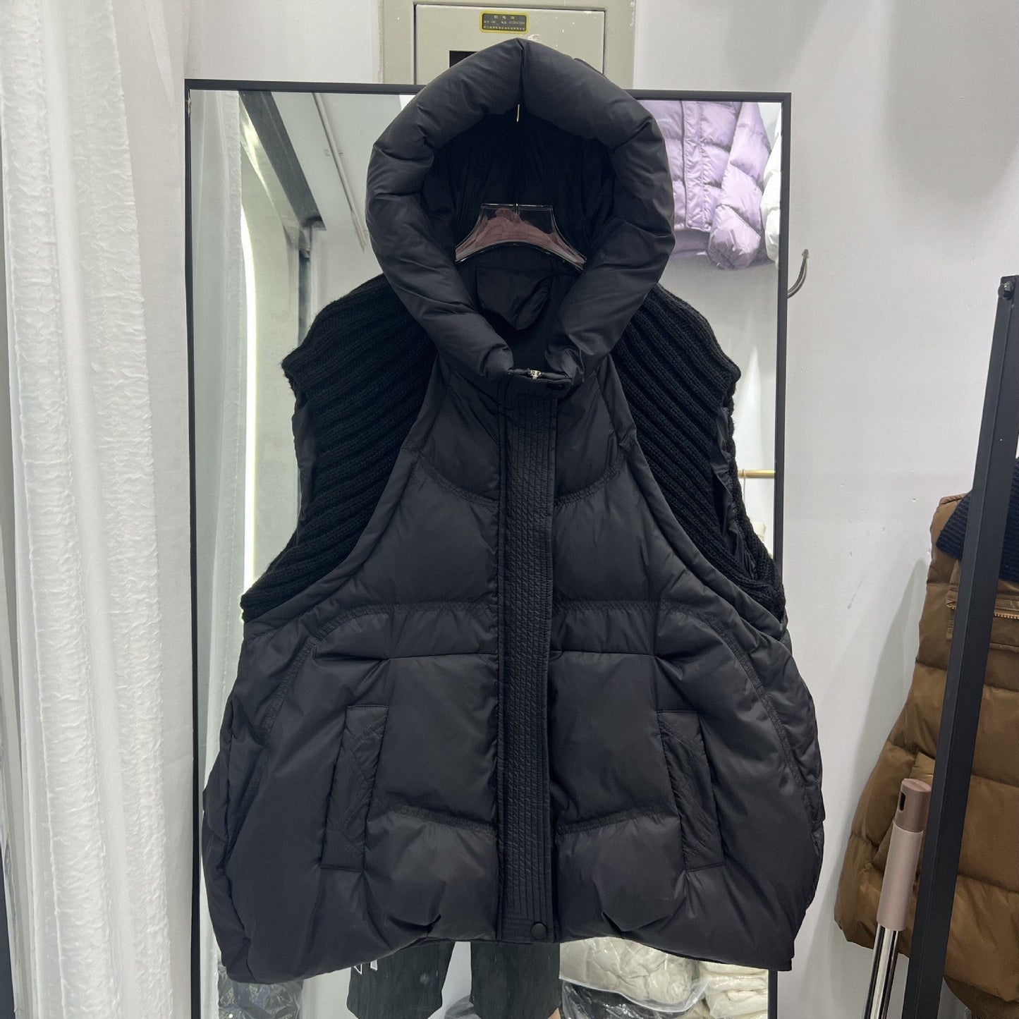 ❄️HOT SALE❄️ Women's Sleeveless Knitted Patchwork Down Vest Coat