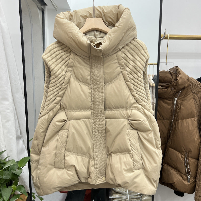 ❄️HOT SALE❄️ Women's Sleeveless Knitted Patchwork Down Vest Coat