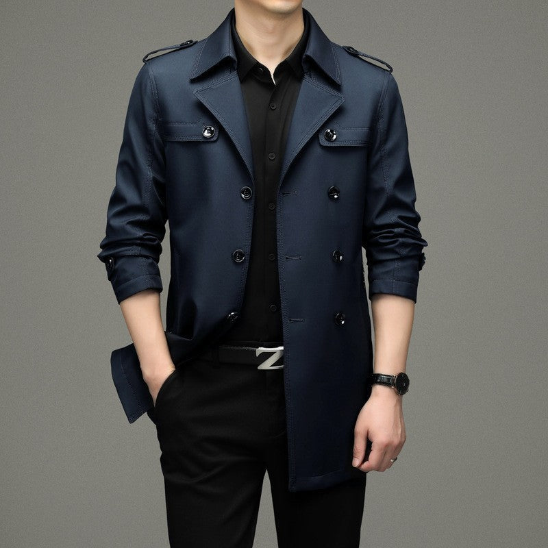 🎁Men's Double Breasted Windbreaker Jacket