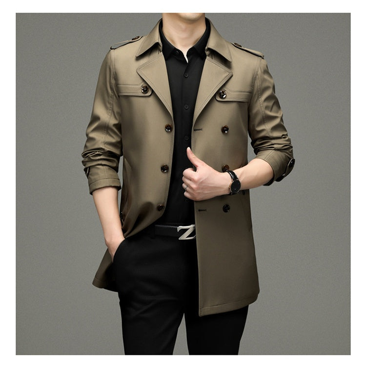 🎁Men's Double Breasted Windbreaker Jacket