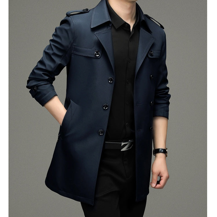 🎁Men's Double Breasted Windbreaker Jacket