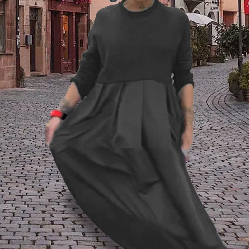 🍁50% off hot sale🔥Women’s Casual Round-neck Long-sleeve Dress