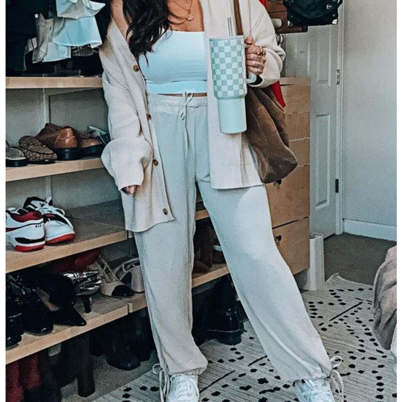 🍁Women's Knitted Buttoned Jacket and Pants Two-piece Set